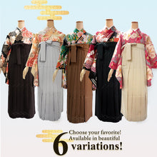 画像をギャラリービューアに読み込む, Washable Women’s Hakama Graduation Set – Nishaku-Sode Kimono, Hakama, Juban & Dressing Accessories, Ready-to-Wear Complete Japanese Outfit