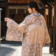 画像をギャラリービューアに読み込む, Haori - Lace Kimono Jacket for Women - Lightweight Sheer Soft Coral Pink with Floral Lace Cardigan, The Ultimate Third Piece Layering Cover Up for Spring & Summer