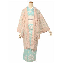 画像をギャラリービューアに読み込む, Haori - Lace Kimono Jacket for Women - Lightweight Sheer Soft Coral Pink with Floral Lace Cardigan, The Ultimate Third Piece Layering Cover Up for Spring & Summer