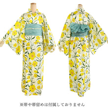 画像をギャラリービューアに読み込む, Easy-Wear Cotton Yukata Dress Set for Women – 2-Piece Japanese Kimono Style (Top + Dress), Rose of Sharon flowers pattern, Beginner-Friendly, Lightweight Cotton