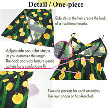 画像をギャラリービューアに読み込む, Easy-Wear Cotton Yukata Dress Set for Women – 2-Piece Japanese Kimono Style (Top + Dress), firefly motif, Beginner-Friendly, Lightweight Cotton