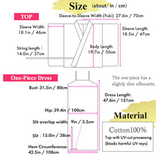 画像をギャラリービューアに読み込む, Easy-Wear Cotton Yukata Dress Set for Women – 2-Piece Japanese Kimono Style (Top + Dress), peonies flower pattern, Beginner-Friendly, Lightweight Cotton