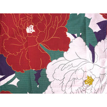 画像をギャラリービューアに読み込む, Easy-Wear Cotton Yukata Dress Set for Women – 2-Piece Japanese Kimono Style (Top + Dress), peonies flower pattern, Beginner-Friendly, Lightweight Cotton