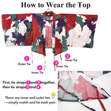 画像をギャラリービューアに読み込む, Easy-Wear Cotton Yukata Dress Set for Women – 2-Piece Japanese Kimono Style (Top + Dress), peonies flower pattern, Beginner-Friendly, Lightweight Cotton