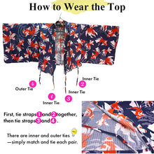 画像をギャラリービューアに読み込む, Easy-Wear Cotton Yukata Dress Set for Women – 2-Piece Japanese Kimono Style (Top + Dress), goldfish pattern, Beginner-Friendly, Lightweight Cotton