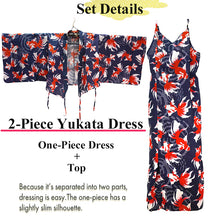 画像をギャラリービューアに読み込む, Easy-Wear Cotton Yukata Dress Set for Women – 2-Piece Japanese Kimono Style (Top + Dress), goldfish pattern, Beginner-Friendly, Lightweight Cotton