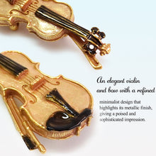 將圖片載入圖庫檢視器 Handcrafted Japanese Obidome “Violin” – Elegant Pewter Kimono Accessory with Musical Motif – Depending on the arrangement Wear as Brooch or Scarf Clip
