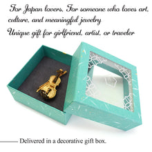將圖片載入圖庫檢視器 Handcrafted Japanese Obidome “Violin” – Elegant Pewter Kimono Accessory with Musical Motif – Depending on the arrangement Wear as Brooch or Scarf Clip