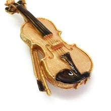 將圖片載入圖庫檢視器 Handcrafted Japanese Obidome “Violin” – Elegant Pewter Kimono Accessory with Musical Motif – Depending on the arrangement Wear as Brooch or Scarf Clip