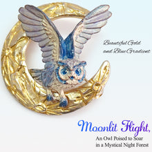画像をギャラリービューアに読み込む, Handcrafted Japanese Crescent Moon & Owl Brooch – Artisan Pewter Pin, Mystical Night Forest Design, Perfect Gift for Women, for Men