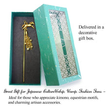 画像をギャラリービューアに読み込む, Japanese Handcrafted Kanzashi Hair Stick – “Shikku” (Galloping Horse) Motif, Elegant Motion-Inspired Hair Ornament for Kimono & Modern Style