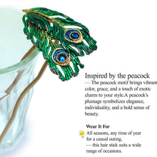 画像をギャラリービューアに読み込む, Japanese Handcrafted Kanzashi Hair Stick – “Peacock Feather” Motif, Vibrant Artisan Hair Accessory for Kimono & Modern Style