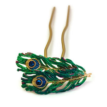 画像をギャラリービューアに読み込む, Japanese Handcrafted Kanzashi Hair Stick – “Peacock Feather” Motif, Vibrant Artisan Hair Accessory for Kimono & Modern Style