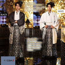 Load image into Gallery viewer, Men’s Geometric‑Scale Pattern Haori Jacket – Traditional Japanese Style in Black or White