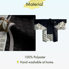 Load image into Gallery viewer, Men’s Geometric‑Scale Pattern Haori Jacket – Traditional Japanese Style in Black or White