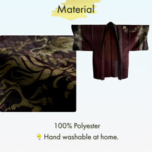 Load image into Gallery viewer, Men’s Pine‑Motif Haori Jacket in Deep Vermilion – Traditional Japanese Kimono Outerwear for Formal & Streetwear