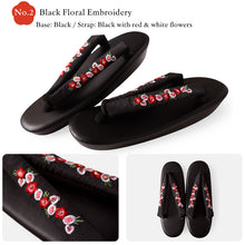 画像をギャラリービューアに読み込む, Japanese Embroidered Zori Sandals for Women – Elegant Floral, ivy & Camellia Design, Comfortable Wide Strap, Lightweight Japanese Sandals