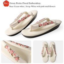 画像をギャラリービューアに読み込む, Japanese Embroidered Zori Sandals for Women – Elegant Floral, ivy & Camellia Design, Comfortable Wide Strap, Lightweight Japanese Sandals