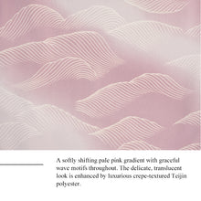 將圖片載入圖庫檢視器 Ready-to-Wear Washable Komon Kimono for Women, Fully Lined Polyester, Soft Pink Gradient with Wave Motif – A Sophisticated Komon Kimono with Timeless Elegance