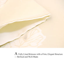 將圖片載入圖庫檢視器 Ready-to-Wear Washable Komon Kimono for Women, Fully Lined Polyester, Cream Yellow with Retro Vine Motif – A Sophisticated Komon Kimono with Timeless Elegance