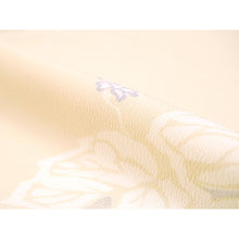 將圖片載入圖庫檢視器 Ready-to-Wear Washable Komon Kimono for Women, Fully Lined Polyester, Cream Yellow with Retro Vine Motif – A Sophisticated Komon Kimono with Timeless Elegance