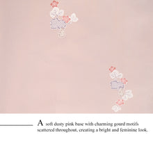 將圖片載入圖庫檢視器 Ready-to-Wear Washable Komon Kimono for Women, Fully Lined Polyester, Dusty Pink with Gourd Motif – A Soft and Feminine Komon Kimono