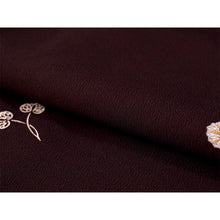 將圖片載入圖庫檢視器 Ready-to-Wear Washable Komon Kimono for Women, Fully Lined Polyester, Deep Brown with Aoi Leaf Motif – A Sophisticated Komon Kimono with Quiet Elegance