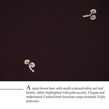 將圖片載入圖庫檢視器 Ready-to-Wear Washable Komon Kimono for Women, Fully Lined Polyester, Deep Brown with Aoi Leaf Motif – A Sophisticated Komon Kimono with Quiet Elegance