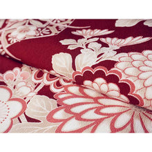 將圖片載入圖庫檢視器 Ready-to-Wear Washable Komon Kimono for Women, Fully Lined Polyester, Deep Red with Auspicious Floral Motifs – A Sophisticated Komon Kimono with Celebratory Elegance