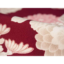 將圖片載入圖庫檢視器 Ready-to-Wear Washable Komon Kimono for Women, Fully Lined Polyester, Deep Red with Auspicious Floral Motifs – A Sophisticated Komon Kimono with Celebratory Elegance