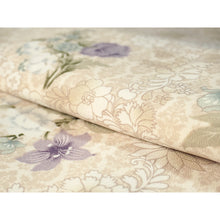 画像をギャラリービューアに読み込む, Ready-to-Wear Washable Komon Kimono for Women, Fully Lined Polyester, Beige Exotic Paisley with Lily, Orchid & Dianthus Accents – A Sophisticated Retro-Inspired Kimono