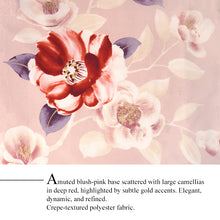 画像をギャラリービューアに読み込む, Ready-to-Wear Washable Komon Kimono for Women, Fully Lined Polyester, Soft Blush Pink with Bold Camellia Motifs & Gold Accents – A Sophisticated Floral Kimono