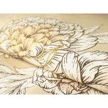 画像をギャラリービューアに読み込む, Ready-to-Wear Washable Komon Kimono for Women, Fully Lined Polyester, Beige with Elegant Peony Line Art & Gold Accents – A Sophisticated Komon Kimono