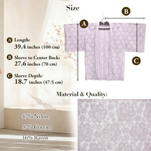 画像をギャラリービューアに読み込む, Haori - Lace Kimono Jacket for Women - Lightweight Sheer Ethereal Lavender with Floral Lace Cardigan, The Ultimate Third Piece Layering Cover Up for Spring & Summer