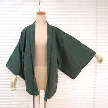 画像をギャラリービューアに読み込む, Vintage Haori Kimono Jacket Silk, Green base, Striped Haori