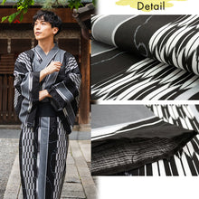 画像をギャラリービューアに読み込む, Men's Yukata Cotton : Black Yagasuri Yukata