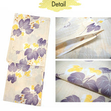 Load image into Gallery viewer, Women's Cotton Yukata, Casual Summer Kimono -Beige Base with Blown and yellow Grapes and Vines