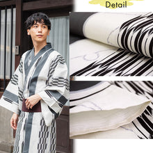 画像をギャラリービューアに読み込む, Men's Yukata Cotton : Off-White Yagasuri Yukata