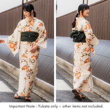 Load image into Gallery viewer, Women's Cotton Yukata, Casual Summer Kimono -Beige Base with Camellia Design