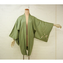 Load image into Gallery viewer, Vintage Haori Kimono Jacket Silk,Soft Green base, Delicate Floral Patterns