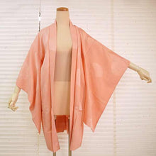 画像をギャラリービューアに読み込む, Vintage Haori Kimono Jacket Silk, Pastel Orange base, Chrysanthemums