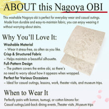 Load image into Gallery viewer, Washable Nagoya Obi (Layered Sarasa Floral Pattern) ,Beige ,Gray, Black –Classic Yet Modern– A Must-Have for Kimono Lovers
