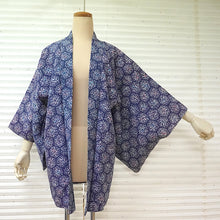 Load image into Gallery viewer, Vintage Haori Kimono Jacket Silk, Blue base, Chrysanthemum Motif