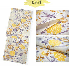 Load image into Gallery viewer, Women's Cotton Yukata, Casual Summer Kimono -Light Beige Base with yellow and brown Autumn leaves and chrysanthemums