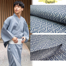 画像をギャラリービューアに読み込む, Men's Yukata Cotton : Blue-Gray with Geometric Design Yukata
