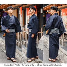 画像をギャラリービューアに読み込む, Men's Yukata Cotton & Linen : Solid Navy Yukata