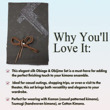 Load image into Gallery viewer, Luxury Silk Ladies Obiage & Obijime, Gray base – Perfect for Any Occasion