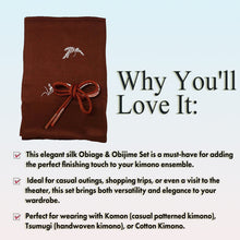 將圖片載入圖庫檢視器 Luxury Silk Ladies Obiage & Obijime,Deep brown base – Perfect for Any Occasion