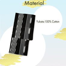 画像をギャラリービューアに読み込む, Men's Yukata Cotton : Black Yagasuri Yukata