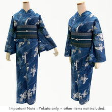 將圖片載入圖庫檢視器 Lightweight Cotton Yukata for Women, Indigo base, Flowers Birds and leaves pattern– Inspired by Kaneko Misuzu’s Poetry, Summer Japanese Kimono Robe